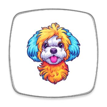 Bichon Yorkie Dog Breed Cartoon Kawaii Illustratio - Square fridge magnet - white - Front
