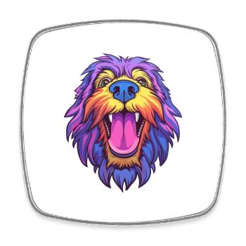Bergamasco Shepherd Dog Breed Cartoon Kawaii Illus - Square fridge magnet - white - Front