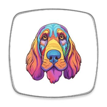 Bloodhound chien race dessin animé Kawaii Illustration - Magnet carré - blanc - Devant