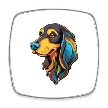 Schwarze braune Hunderasse Cartoon Kawaii Illustration - Viereckiger Kühlschrankmagnet - Weiß - Vorne
