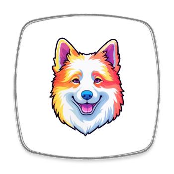 Berger Blanc Suisse Race de chien Cartoon Kawaii Illus - Magnet carré - blanc - Devant