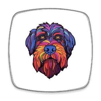 Race de chien Terrier russe noir Cartoon Kawaii Ill - Magnet carré - blanc - Devant