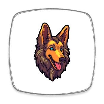 Belgian Tervuren Dog Breed Cartoon Kawaii Illustra - Square fridge magnet - white - Front