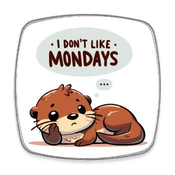 Anti-Monday Otter | Office Humor - Square fridge magnet - white - Front