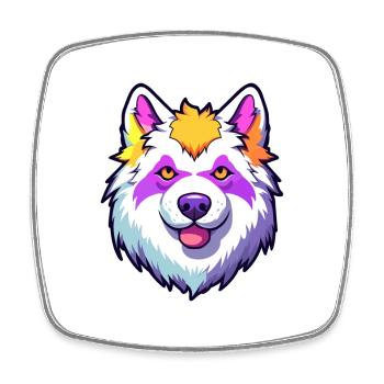 Kishu Ken Hunderasse Cartoon Kawaii Illustration - Viereckiger Kühlschrankmagnet - Weiß - Vorne