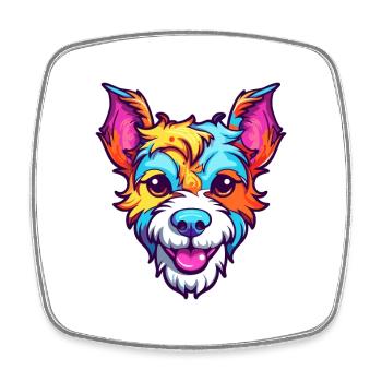 Terrier japonais chien race dessin animé kawaii illustra - Magnet carré - blanc - Devant
