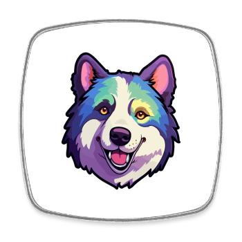Karelian Bear Dog Breed Cartoon Kawaii Illustratio - Square fridge magnet - white - Front