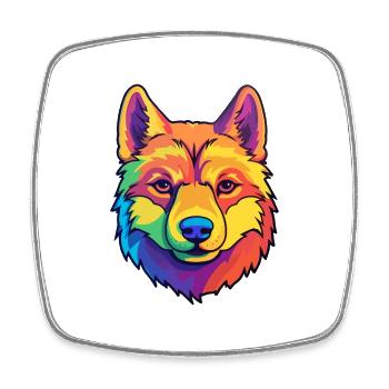 Jindo Dog Breed Cartoon Kawaii Illustration - Square fridge magnet - white - Front