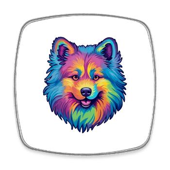 Keeshond Dog Breed Cartoon Kawaii Illustration - Square fridge magnet - white - Front