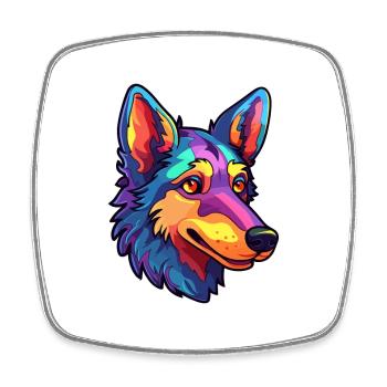 Karelo Finnish Laika Dog Breed Cartoon Kawaii Illu - Square fridge magnet - white - Front