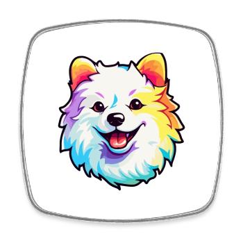 Spitz japonais chien race dessin animé kawaii illustrati - Magnet carré - blanc - Devant