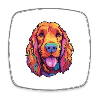 Irischer Setter Hund Rasse Cartoon Kawaii Illustration - Viereckiger Kühlschrankmagnet - Weiß - Vorne