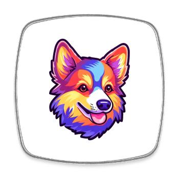 Isländischer Schäferhund Hunderasse Cartoon Kawaii Illust - Viereckiger Kühlschrankmagnet - Weiß - Vorne