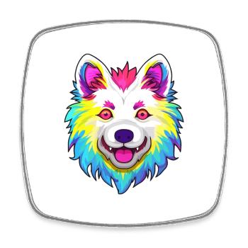 Indien Spitz chien race Cartoon Kawaii Illustration - Magnet carré - blanc - Devant