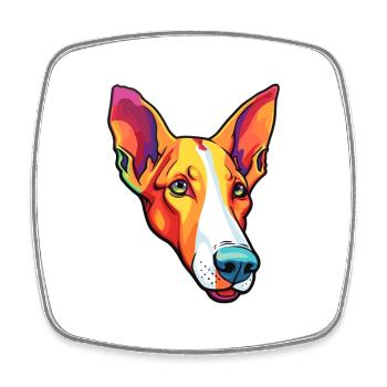 Ibizan Hound Hund Rasse Cartoon Kawaii Illustration - Viereckiger Kühlschrankmagnet - Weiß - Vorne