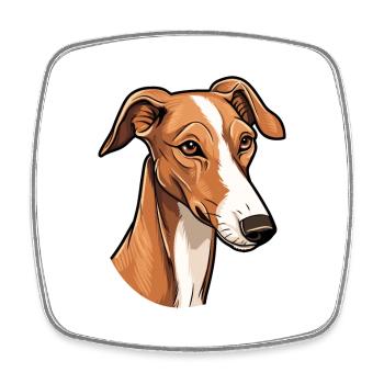 Polish Greyhound Dog Breed Cartoon Kawaii Illustra - Square fridge magnet - white - Front