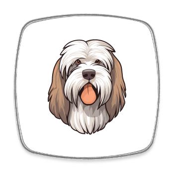 Polish Lowland Sheepdog Dog Breed Cartoon Kawaii I - Square fridge magnet - white - Front