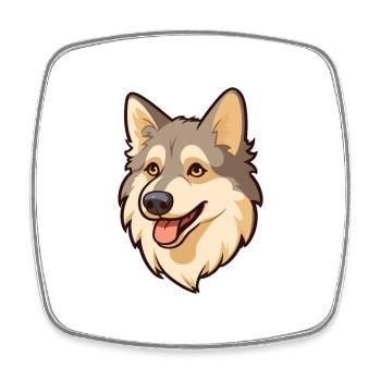 Norwegische Buhund Hunderasse Karikatur Kawaii Illustra - Viereckiger Kühlschrankmagnet - Weiß - Vorne