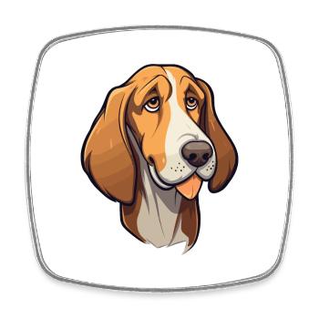 Lévrier norvégien race chien dessin animé Kawaii Illustrat - Magnet carré - blanc - Devant