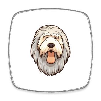 Vieux chien de berger anglais chien race dessin animé Kawaii Illu - Magnet carré - blanc - Devant