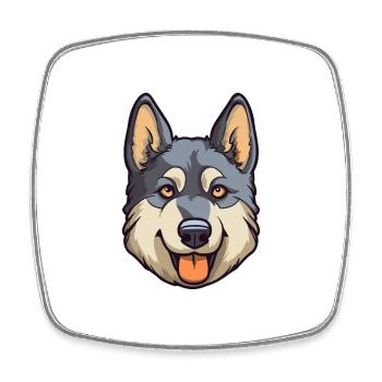 Norwegischer Elchhund Hunderasse Karikatur Kawaii Illust - Viereckiger Kühlschrankmagnet - Weiß - Vorne