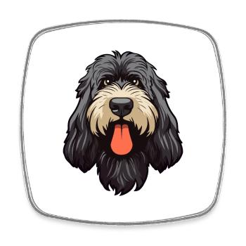 Race de chien Terrier russe noir Cartoon Kawaii Ill - Magnet carré - blanc - Devant