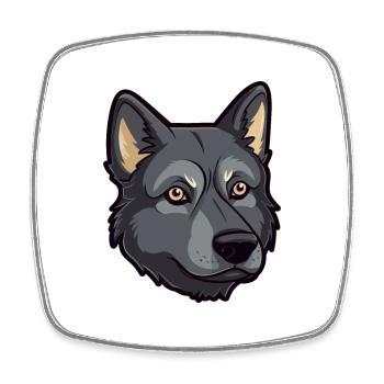 Chien d’élan norvégien noir race de chien Cartoon Kawaii - Magnet carré - blanc - Devant