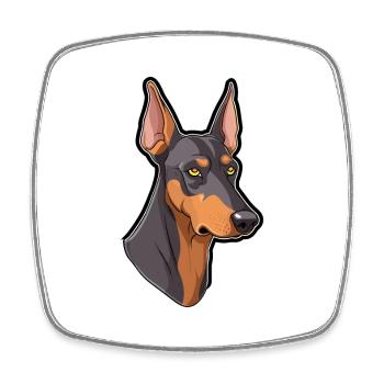Doberman Pinscher chien race Cartoon Kawaii Illustr - Magnet carré - blanc - Devant