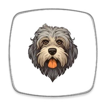 Bergamasco Sheepdog Dog Breed Cartoon Kawaii Illus - Square fridge magnet - white - Front