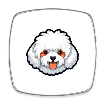 Bichon Frise chien race Cartoon Kawaii Illustration - Magnet carré - blanc - Devant