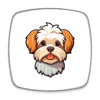 Bichon Yorkie Dog Breed Cartoon Kawaii Illustratio - Square fridge magnet - white - Front