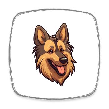 Belgian Tervuren Dog Breed Cartoon Kawaii Illustra - Square fridge magnet - white - Front
