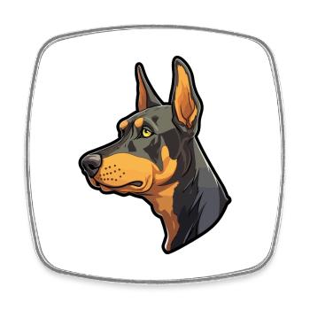 Dobermann Hunderasse Cartoon Kawaii Illustration - Viereckiger Kühlschrankmagnet - Weiß - Vorne