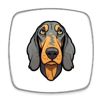 Noir et Tan Coonhound chien race Cartoon Kawaii I - Magnet carré - blanc - Devant