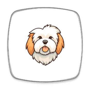 Coton De Tuléar Race De Chien Cartoon Kawaii Illustrat - Magnet carré - blanc - Devant