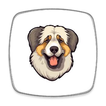 Kaukasischer Schäferhund Rasse Cartoon Kawaii Illust - Viereckiger Kühlschrankmagnet - Weiß - Vorne