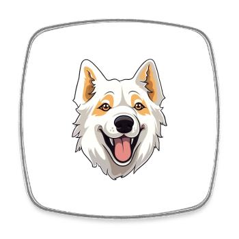 Berger Blanc Suisse Hunderasse Cartoon Kawaii Abb. - Viereckiger Kühlschrankmagnet - Weiß - Vorne