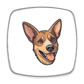 Czechoslovakian Vlcak Dog Breed Cartoon Kawaii Ill - Square fridge magnet - white - Front