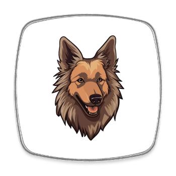 Belgian Shepherd Dog Breed Cartoon Kawaii Illustra - Square fridge magnet - white - Front