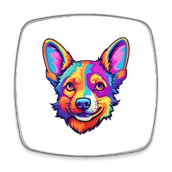 Lundehund chien race Cartoon Kawaii Illustration - Magnet carré - blanc - Devant