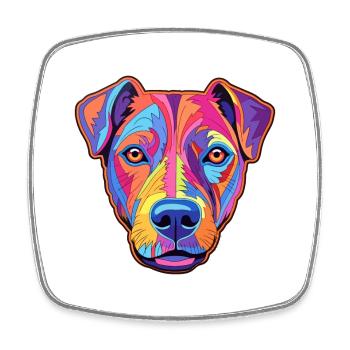 Patterdale Terrier Hunderasse Cartoon Kawaii Illust - Viereckiger Kühlschrankmagnet - Weiß - Vorne
