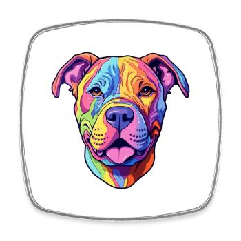 Pitbull chien race dessin animé Kawaii Illustration - Magnet carré - blanc - Devant