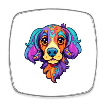 Porcelaine chien race dessin animé kawaii illustration - Magnet carré - blanc - Devant
