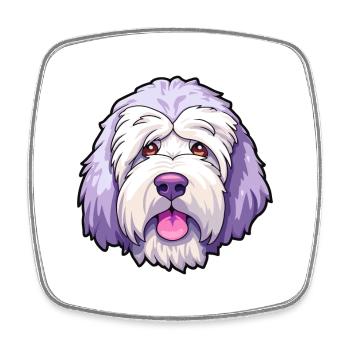 Old English Sheepdog Dog Breed Cartoon Kawaii Illu - Square fridge magnet - white - Front