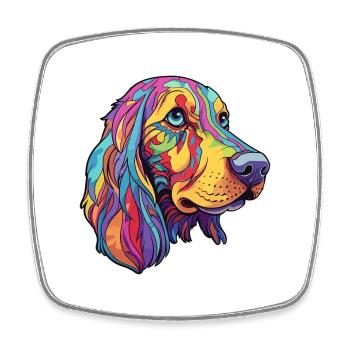 Chien chien de chasse polonais race Cartoon Kawaii Illustration - Magnet carré - blanc - Devant