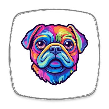 Mopshund Rasse Cartoon Kawaii Illustration - Viereckiger Kühlschrankmagnet - Weiß - Vorne