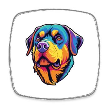 Rottweiler Hunderasse Cartoon Kawaii Illustration - Viereckiger Kühlschrankmagnet - Weiß - Vorne