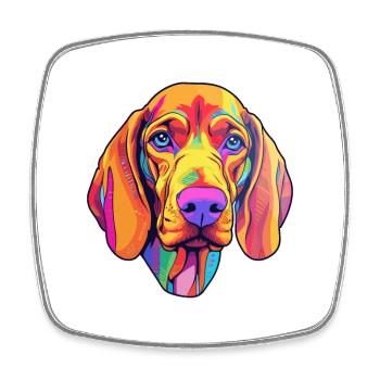 Redbone Coonhound Dog Breed Cartoon Kawaii Illustr - Square fridge magnet - white - Front