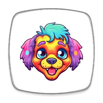 Russian Toy Dog Breed Cartoon Kawaii Illustration - Square fridge magnet - white - Front