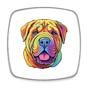 Shar Pei Hunderasse Cartoon Kawaii Illustration - Viereckiger Kühlschrankmagnet - Weiß - Vorne